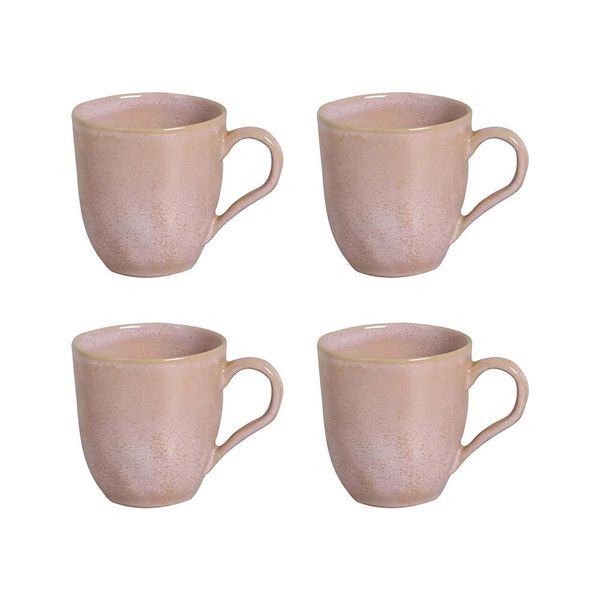 Conjunto de Xícaras Porto Brasil Orgânico Litchi em Cerâmica Stoneware Rosa Claro 273ml - 4 Peças
