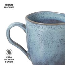 Conjunto de Canecas Porto Brasil Orgânico Breeze em Stoneware Azul 273ml - 4 Peças