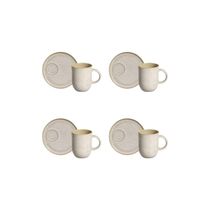 Conjunto de Canecas e Pires Porto Brasil Coup Stoneware Latte Off White 330ml - 4 Peças