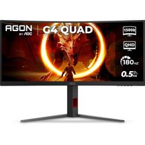 Monitor Gamer Curvo 34" LED AOC AGON U34G4C/57 Ultrawide QHD 180Hz 0,5ms Preto e Cinza