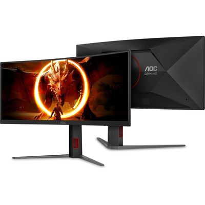 Monitor Gamer Curvo 34" LED AOC AGON U34G4C/57 Ultrawide QHD 180Hz 0,5ms Preto e Cinza