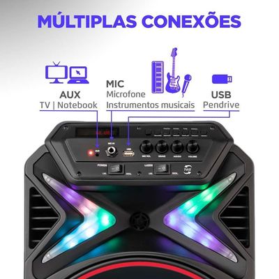 Caixa Amplificada Mondial CM-400 com Bluetooth, USB e Rádio FM - 400W