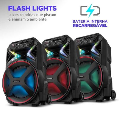 Caixa Amplificada Mondial CM-400 com Bluetooth, USB e Rádio FM - 400W