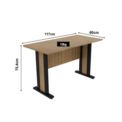 Mesa Multiuso Escritório ME-4194 Amêndoa/Preto - Tecno Mobili