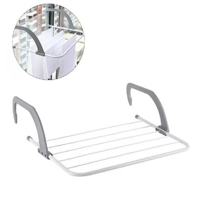 Varal Portatil  Porta Janela Sacada Suporte Seca Roupa Dobravel 5 Varetas Metalico Branco