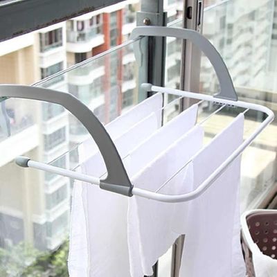 Varal Portatil  Porta Janela Sacada Suporte Seca Roupa Dobravel 5 Varetas Metalico Branco