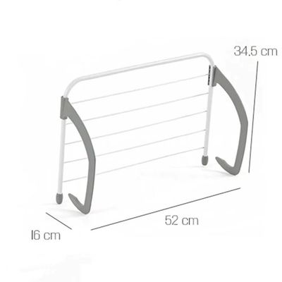 Varal Portatil  Porta Janela Sacada Suporte Seca Roupa Dobravel 5 Varetas Metalico Branco