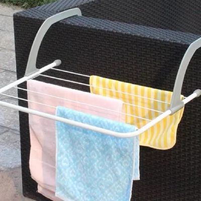 Varal Portatil  Porta Janela Sacada Suporte Seca Roupa Dobravel 5 Varetas Metalico Branco