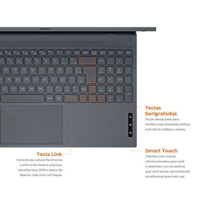 Notebook Positivo Vision C15 Intel® Celeron® Dual Core™ Linux 8GB 128GB eMMC 15” HD Lumina Bar Cinza