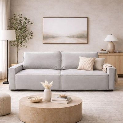 Sofá 2 Metros Contemporâneo Sala Estar Luxo Moderno Suede Cinza