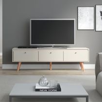 Rack Retrô Memphis Para Tv Até 65 Polegadas 3 Portas Menu Móveis Champanhe