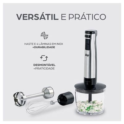 Mixer Inox 3 Em 1 Processador Wap Preto Com Inox 220V