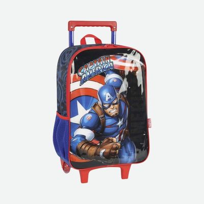 Kit Mochila De Rodinhas E Lancheira Personagens Vingadores Luxcel Azul