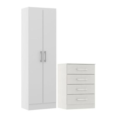Kit Cômoda E Armário Multiuso 2 Portas 4 Gavetas Menu Móveis Branco