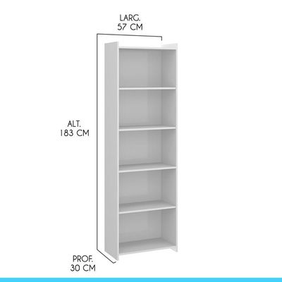 Kit 2 Estantes Para Livros Multiuso Com 5 Prateleiras Menu Móveis Branco