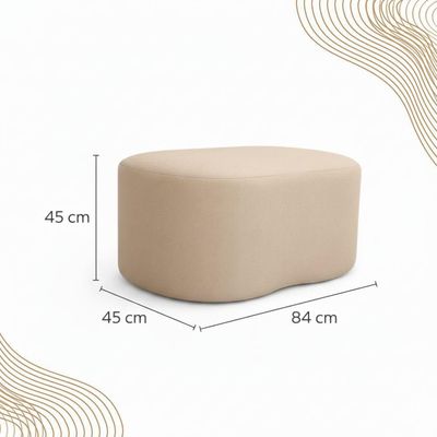 Kit 2 Puff Curvo Feijão Orgânico Sala Redondo Confortável Moderno Linho Bege