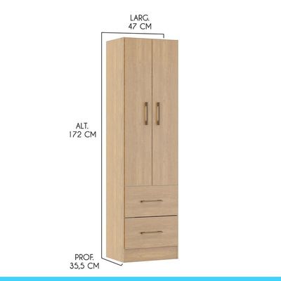 Guarda Roupas Solteiro Com 2 Portas E 2 Gavetas Menu Móveis Carvalho