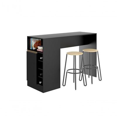 Bancada Balcão/ilha De Cozinha Gourmet 1 Porta E Adega Menu Móveis Preto