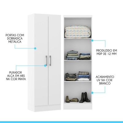 Armário De Lavanderia Multiuso Com 2 Portas Menu Móveis Branco