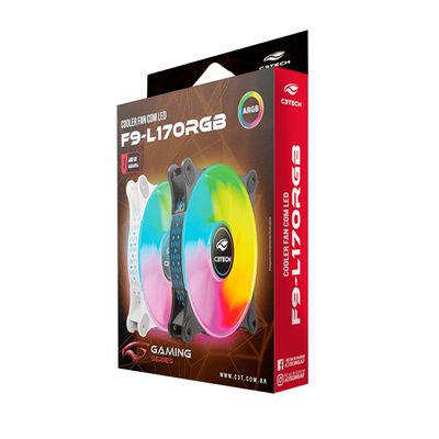 Cooler Fan Gamer 120mm ARGB 6 Pinos 12V DC F9-L170RGB Preto