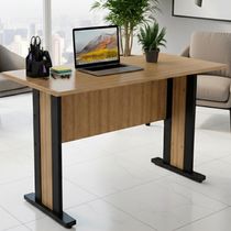 Mesa Escrivaninha Para Escritório 117 Cm Me4194 Amendoa Preto Tecno Mobili Amendoa Preto