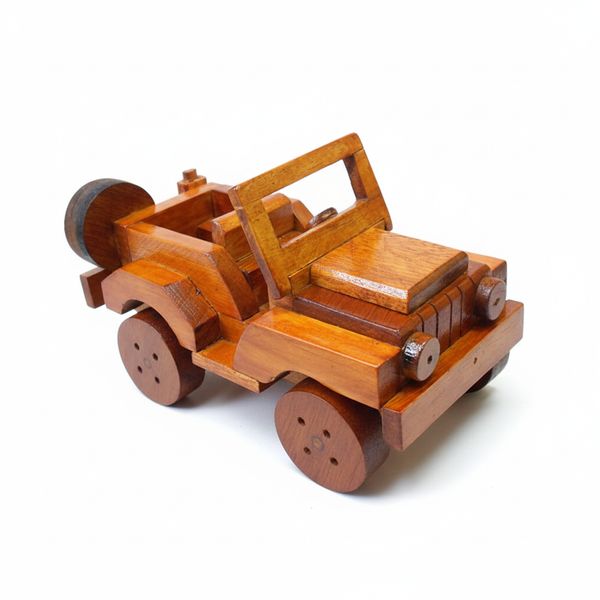 Jeep de Madeira Original Brinquedo Artesanal Decorativo