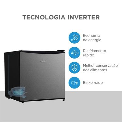 Frigobar 45 Litros Porta Prata Inverter Midea MDRD086FGD503 Bivolt