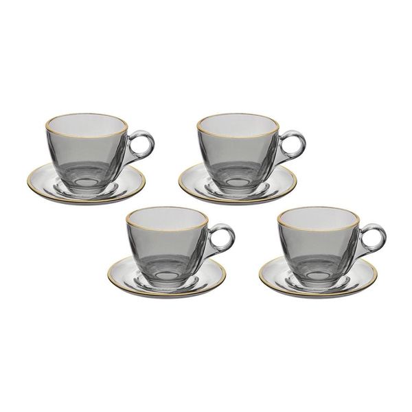 Conjunto de Xícaras para Chá Hauskraft Menfis com Pires em Cristal ônix 170ml – 4 Peças
