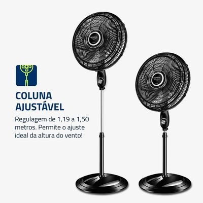 Ventilador de Coluna Mondial Turbo VTX-50C-8P 50cm, 8 pás, 150W - Preto Preto / 110