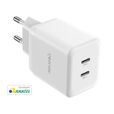 Carregador de Tomada Universal Geonav Turbo Duo CH35PDWT 35W para Celulares e Dispositivos Eletrônicos