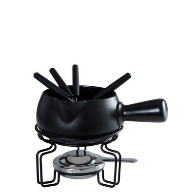 Aparelho de Fondue para Queijo Fracalanza em Cerâmica 8 Peças - Preto