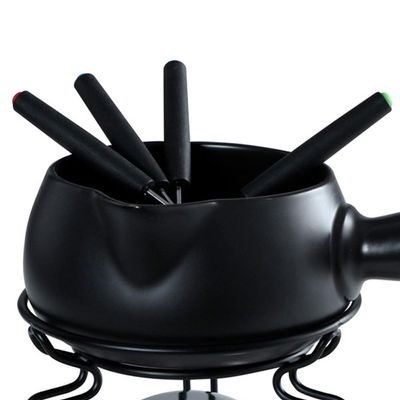 Aparelho de Fondue para Queijo Fracalanza em Cerâmica 8 Peças - Preto