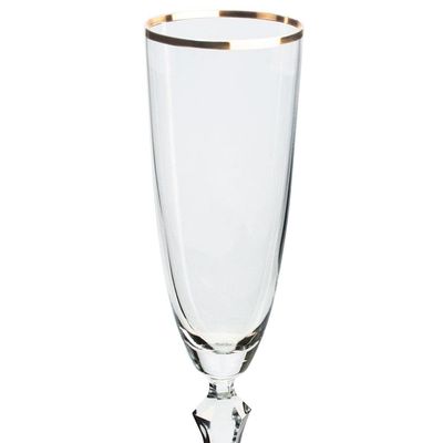 Conjunto de Taças para Champanhe Bohemia Elizabeth em Cristal Ecológico Silver Rim 200 ml – 6 Peças
