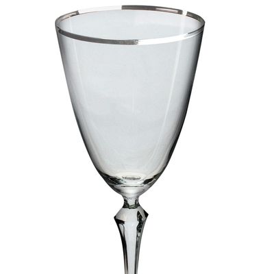 Conjunto de Taças para Água Bohemia Silver Rim 350ml - 6 Peças
