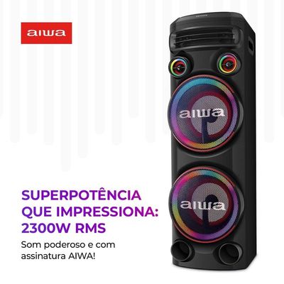 Torre de Som Aiwa T2W-02 com Bluetooth, Iluminação RGB e Entrada USB - 2300W RMS - Bivolt