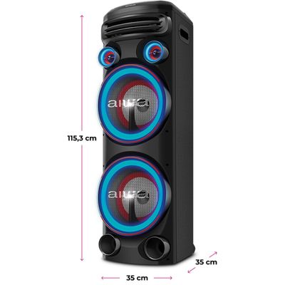 Torre de Som Aiwa T2W-02 com Bluetooth, Iluminação RGB e Entrada USB - 2300W RMS - Bivolt