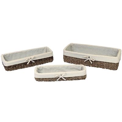 Conjunto de Cestas em Fibra Natural L`Hermitage Retangulares  3 Peças