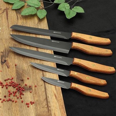 Conjunto de Facas Fracalanza em Aço Inox Preto - 5 Peças