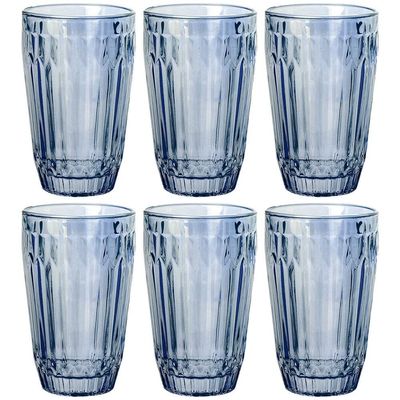 Conjunto de Copos Altos L`Hermitage Bretagne Azul Luster 355 ml - 6 Peças