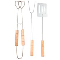 Conjunto para Churrasco Fracalanza Hanzo Wood em Aço Inox - 3 Peças