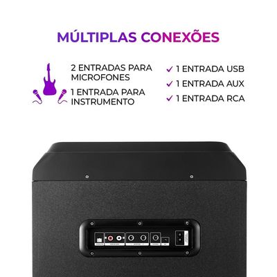 Torre de Som Aiwa T2W-02 com Bluetooth, Iluminação RGB e Entrada USB - 2300W RMS - Bivolt
