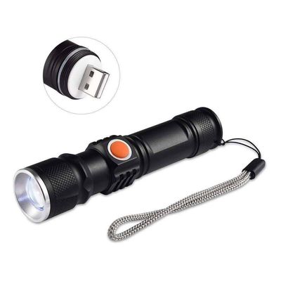 Lanterna Tática com Zoom e Recarga USB - Para Caça, Camping, Pesca e Segurança - 3 Modos de Luz