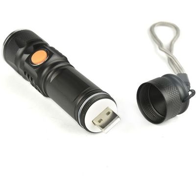 Lanterna Tática com Zoom e Recarga USB - Para Caça, Camping, Pesca e Segurança - 3 Modos de Luz