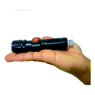 Lanterna Tática com Zoom e Recarga USB - Para Caça, Camping, Pesca e Segurança - 3 Modos de Luz
