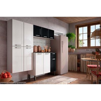 Cozinha Completa Bertolini 4 Peças Aço Dona Maria C4P91 Branco/Preto