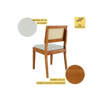 Sala Jantar Mesa Monalisa Tampo MDF/Vidro 160cm + 4Cadeiras Rainha Natural - Nesher