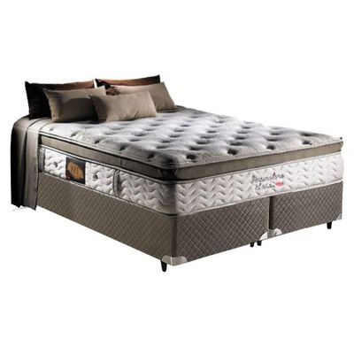 Conjunto Box Queen: Colchão Molas Herval Ensacadas Imperatore+Base Velvet Gray (158x198)