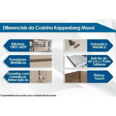 Cozinha Completa Kappesberg 9 Peças Maxxi C9P47 Canela