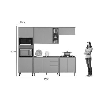 Cozinha Completa Linea Brasil 5 Peças Allure CP12 Jequitiba/Gris
