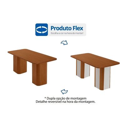 Sala Jantar Mesa Maldivas Curvo 180cm + 6 Cadeiras Havana Naturale - Suede Creme - Rufato